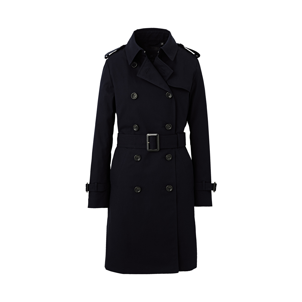 Uniqlo Women Long Length Trench Coat with Body Warm Liner in Blue (navy ...