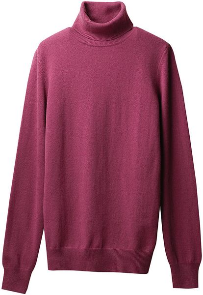 Uniqlo Cashmere Polo Neck Sweater (l) in Purple | Lyst