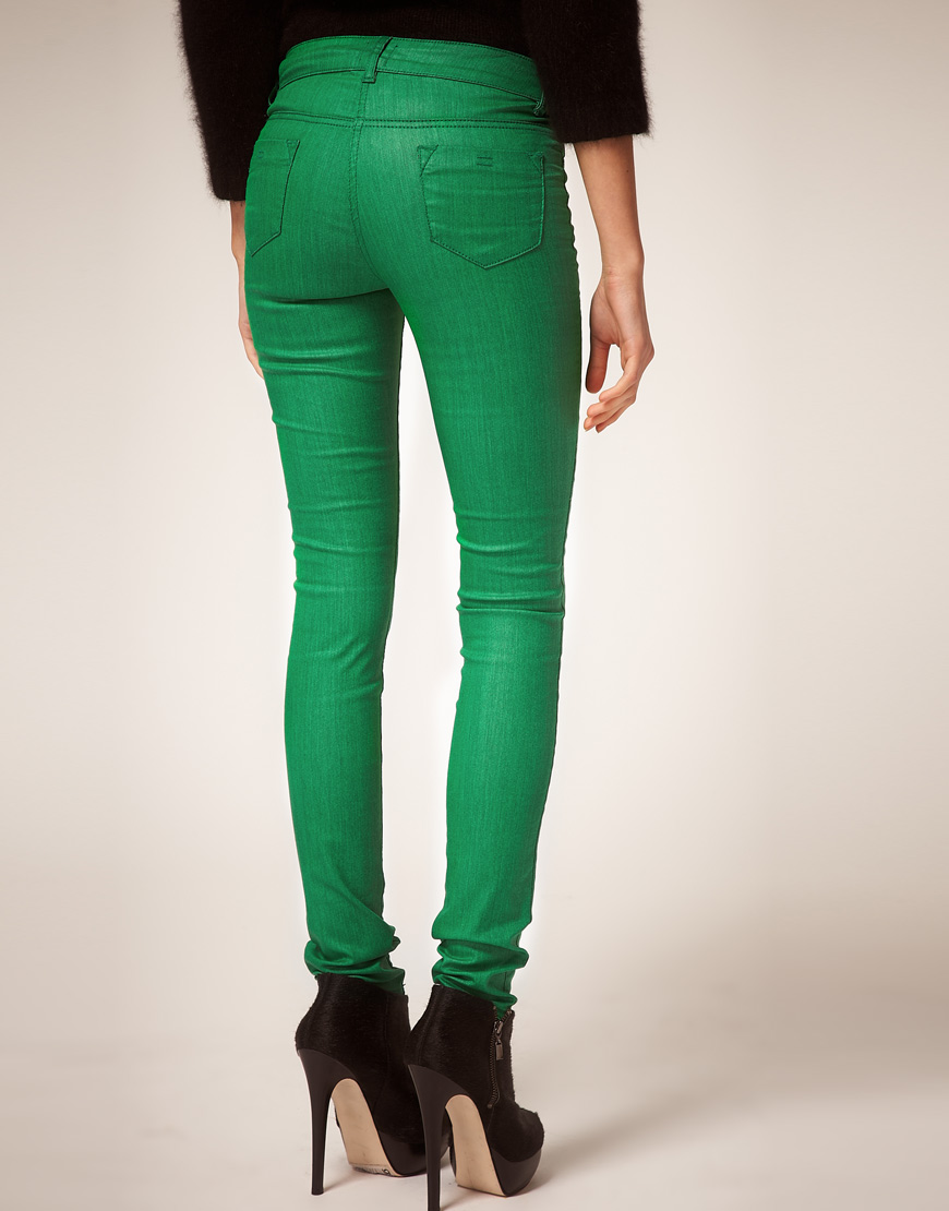 ASOS Asos Green Coated Coloured Skinny Jeans |