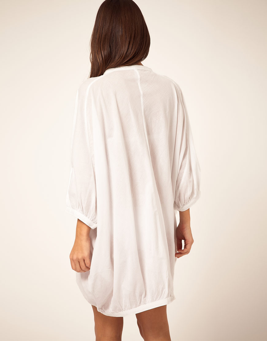 Lyst Asos Asos Oversized Cocoon Beach Shirt in White