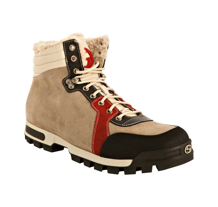 Lyst - Gucci Beige Suede Shearling Hiking Boots in Natural for Men