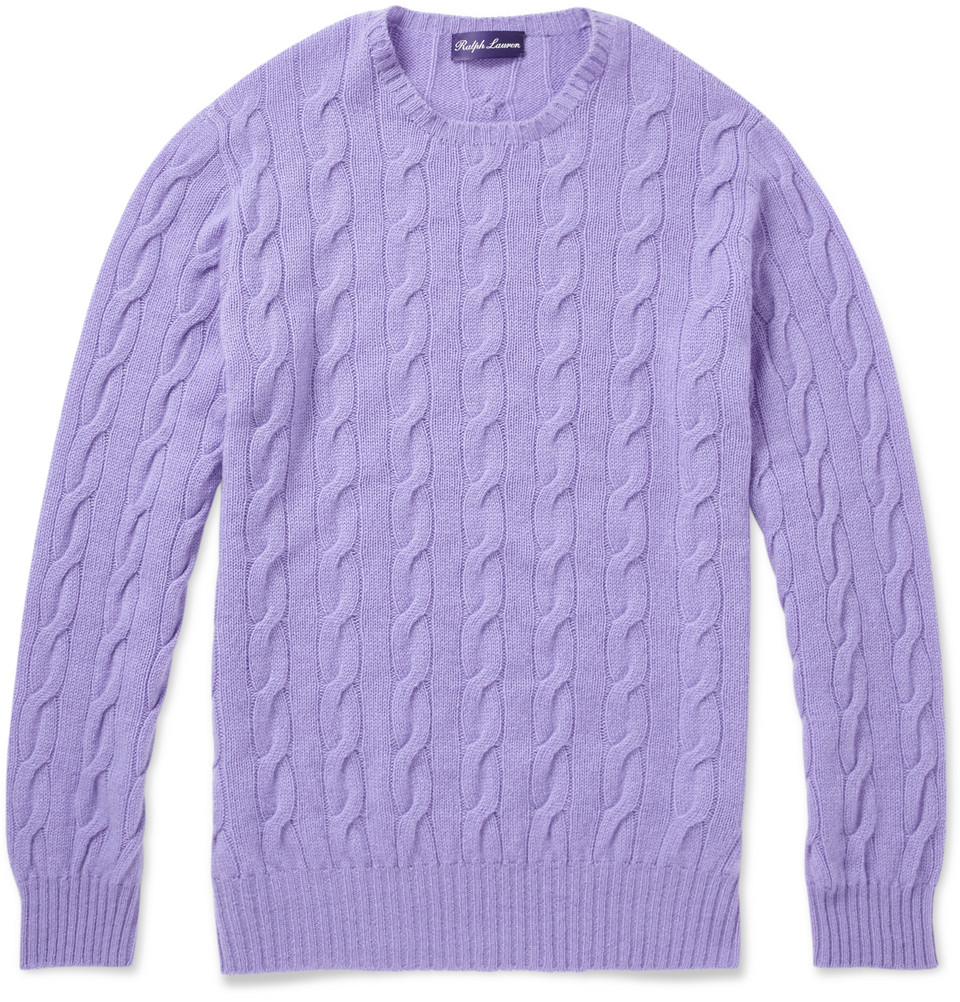 Ralph Lauren Purple Label Cable Knit Cashmere Sweater in Purple for Men ...