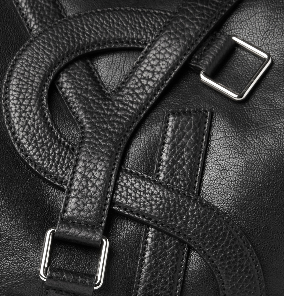 Saint Laurent Black Leather Vavin Logo Buckle Large Tote for Men