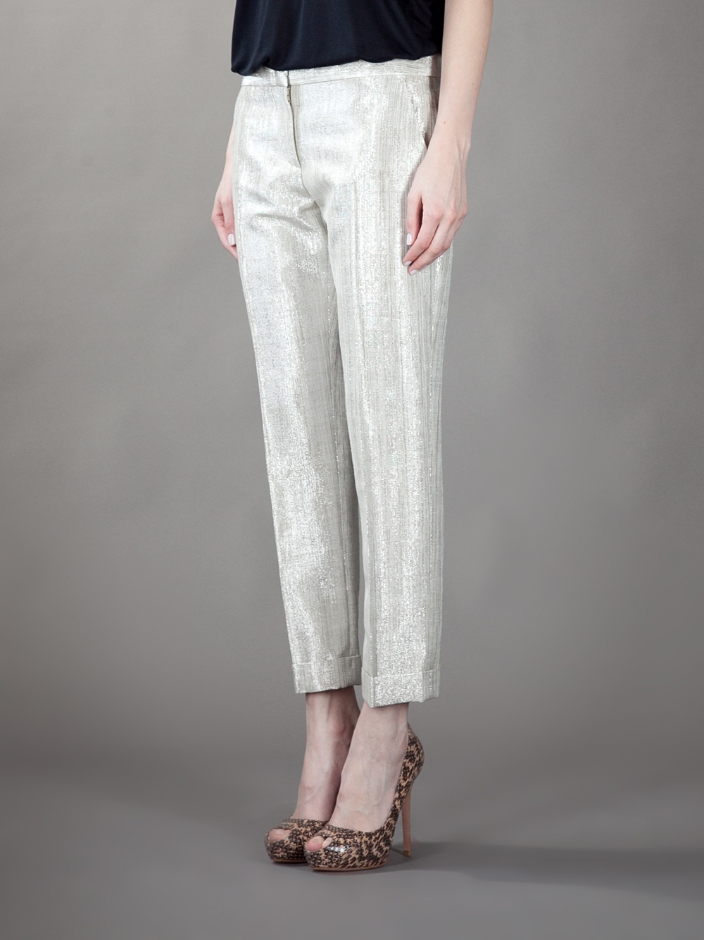silver cigarette pants