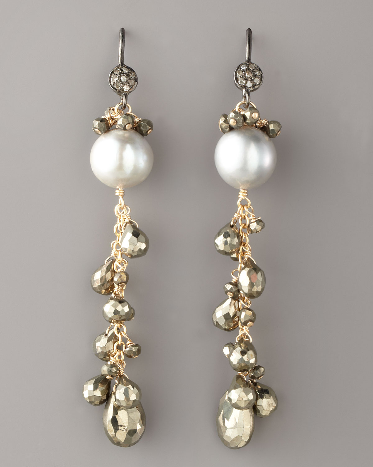 Lyst Wendy Brigode Diamond Pearl Drop Earrings In Metallic Gallery Previously Sold At Neiman Marcus