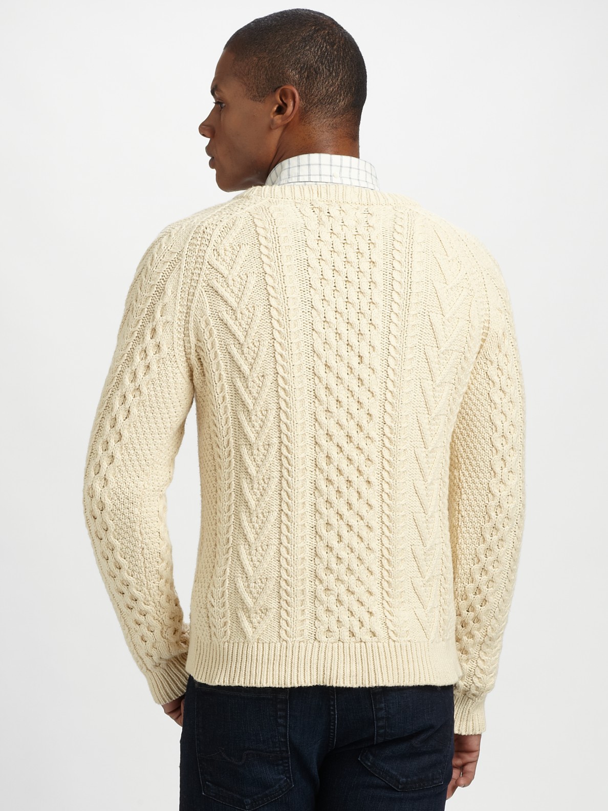 Gant rugger Classic Cable-Knit Sweater in Natural for Men | Lyst