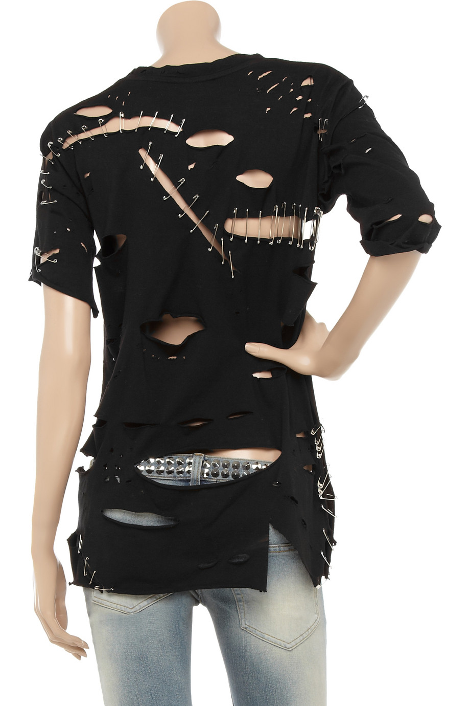 Balmain Safetypin Cotton Tshirt in Black Lyst