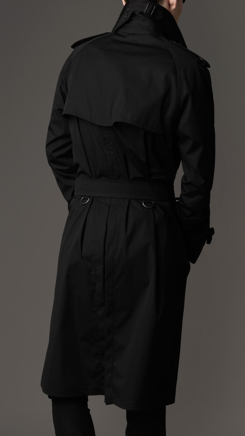 Burberry Long Back Pleat Trench Coat in Black for Men | Lyst UK