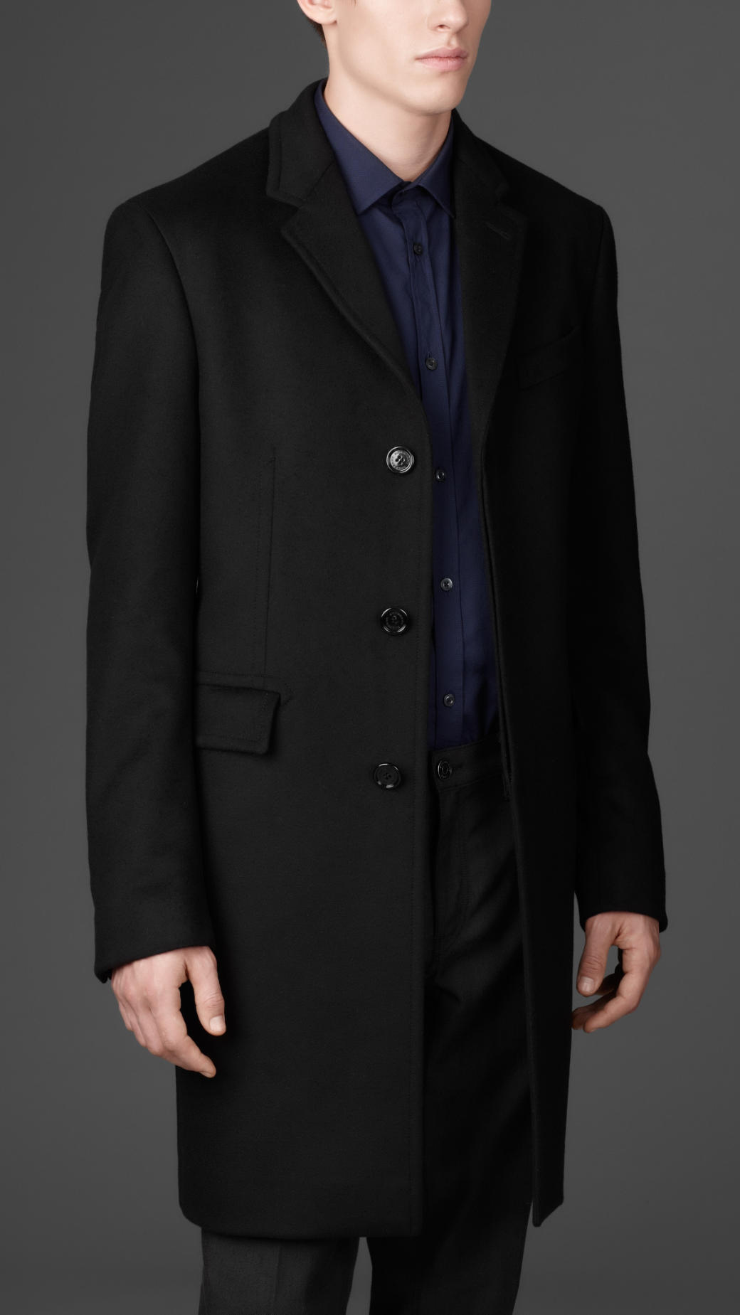 Burberry Long Wool Cashmere Coat in Black for Men Lyst