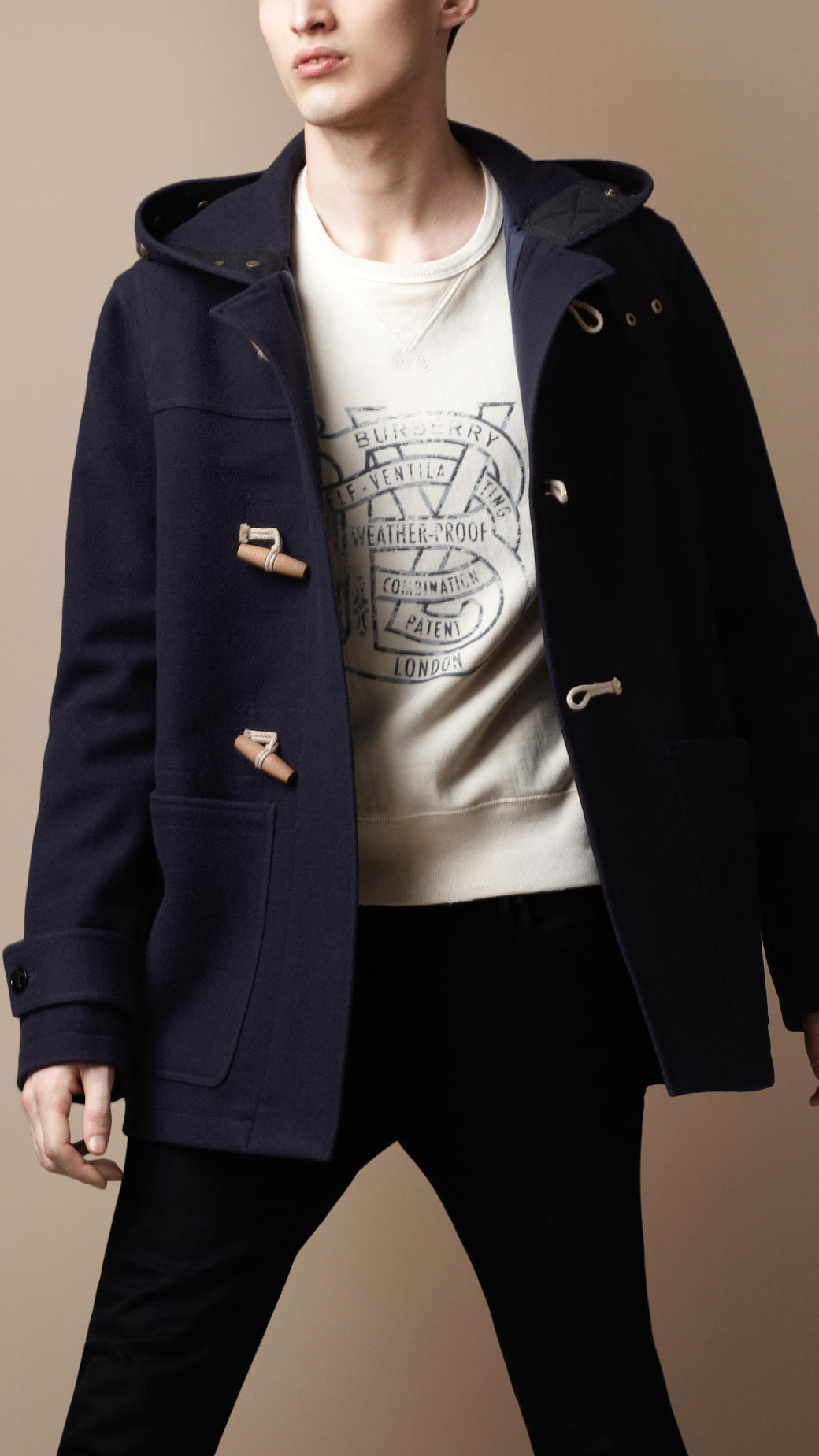 burberry brit wool toggle coat