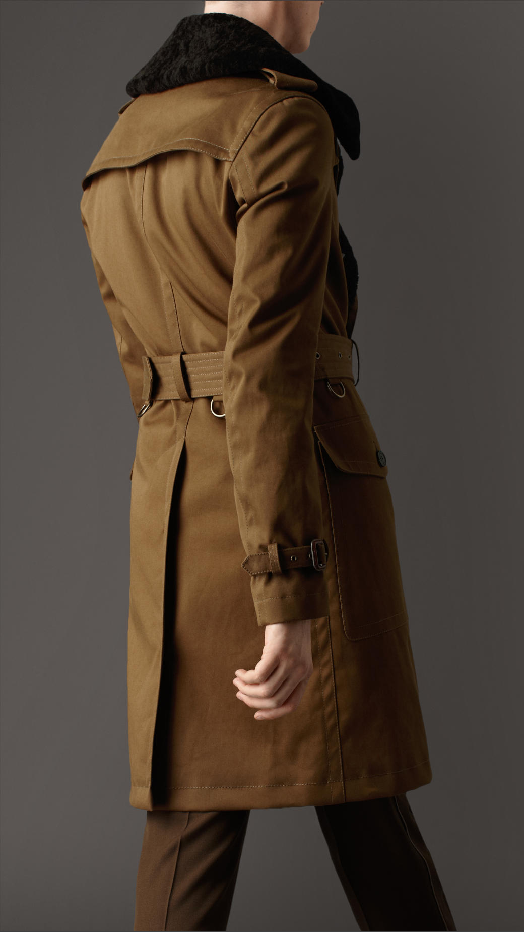 Burberry Shearling Collar Trench Coat in Brown for Men - Lyst