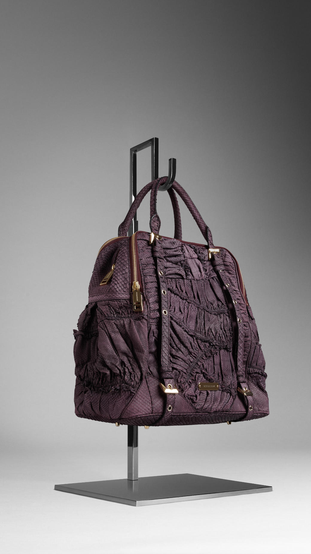 Burberry Large Ruched Python Bowling Bag in Purple (juniper) | Lyst  