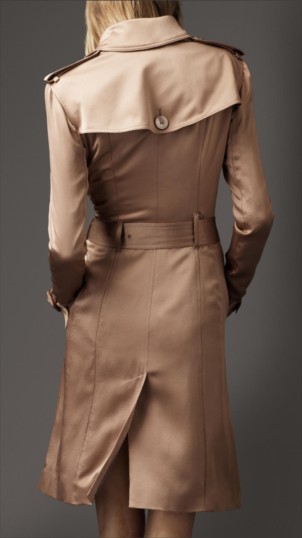 Burberry Silk Satin Trench Coat in Nude (Natural) - Lyst