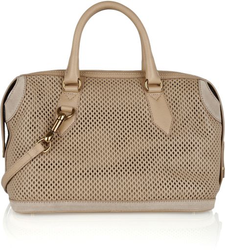 Burberry Perforated Leather Bowling Bag in Brown (taupe) | Lyst