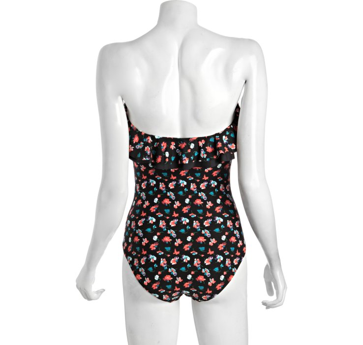 Lyst - Dkny Floral Print Ruffle One-piece Convertible Bandeau Maillot ...