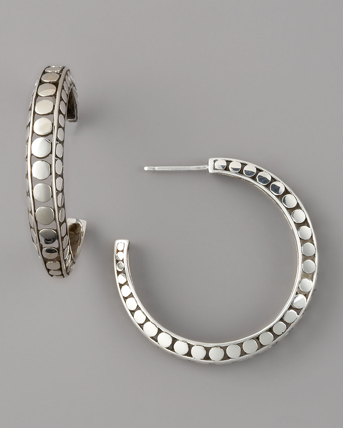 Lyst John Hardy Dot Hoop Earrings Medium In Metallic Gallery