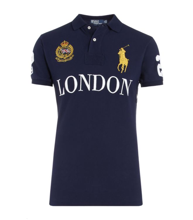 Polo Ralph Lauren London Custom Fit Polo Shirt in Blue for Men | Lyst UK