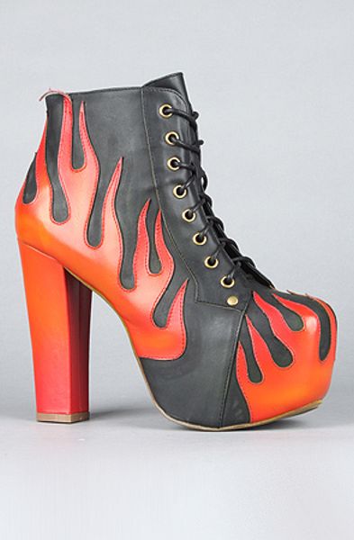 Jeffrey Campbell The Lita Flame Shoe in Red and Black in Black (flame ...