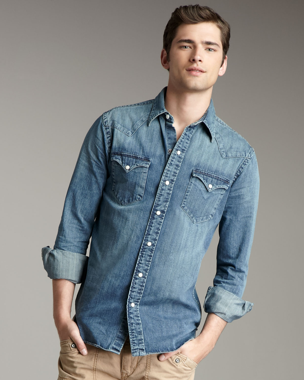 mens denim western shirt