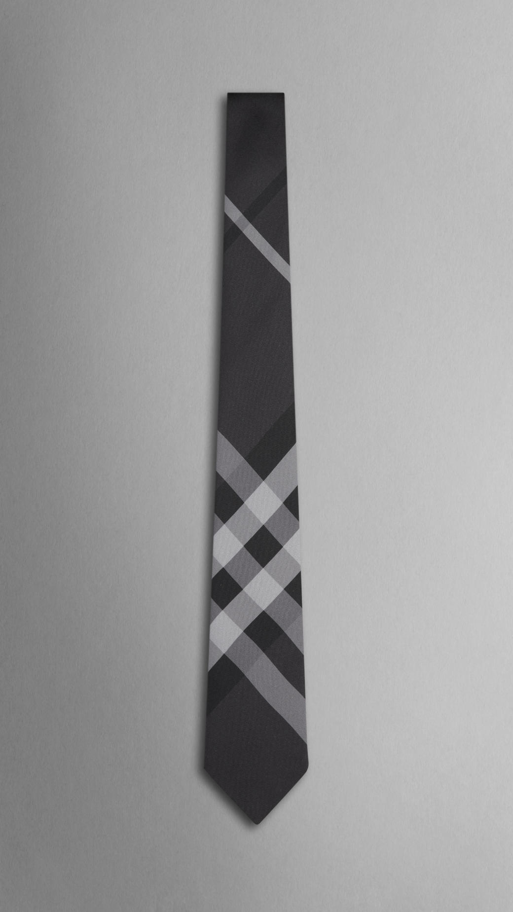 Burberry Tonal Check Silk Tie in Black 