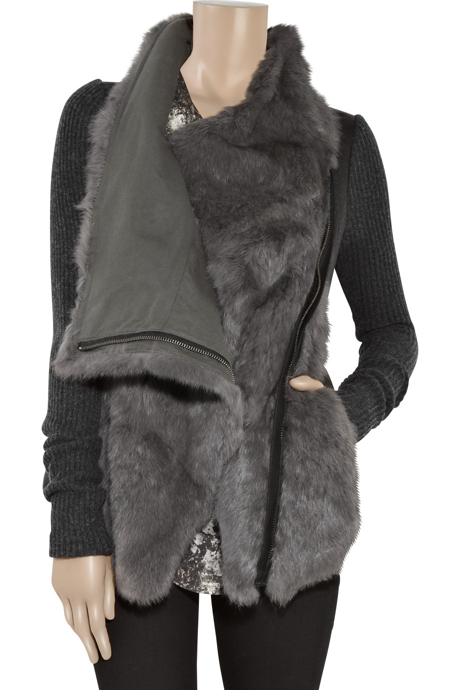 Helmut Lang Rabbit Fur Jacket in Grey (Gray) - Lyst