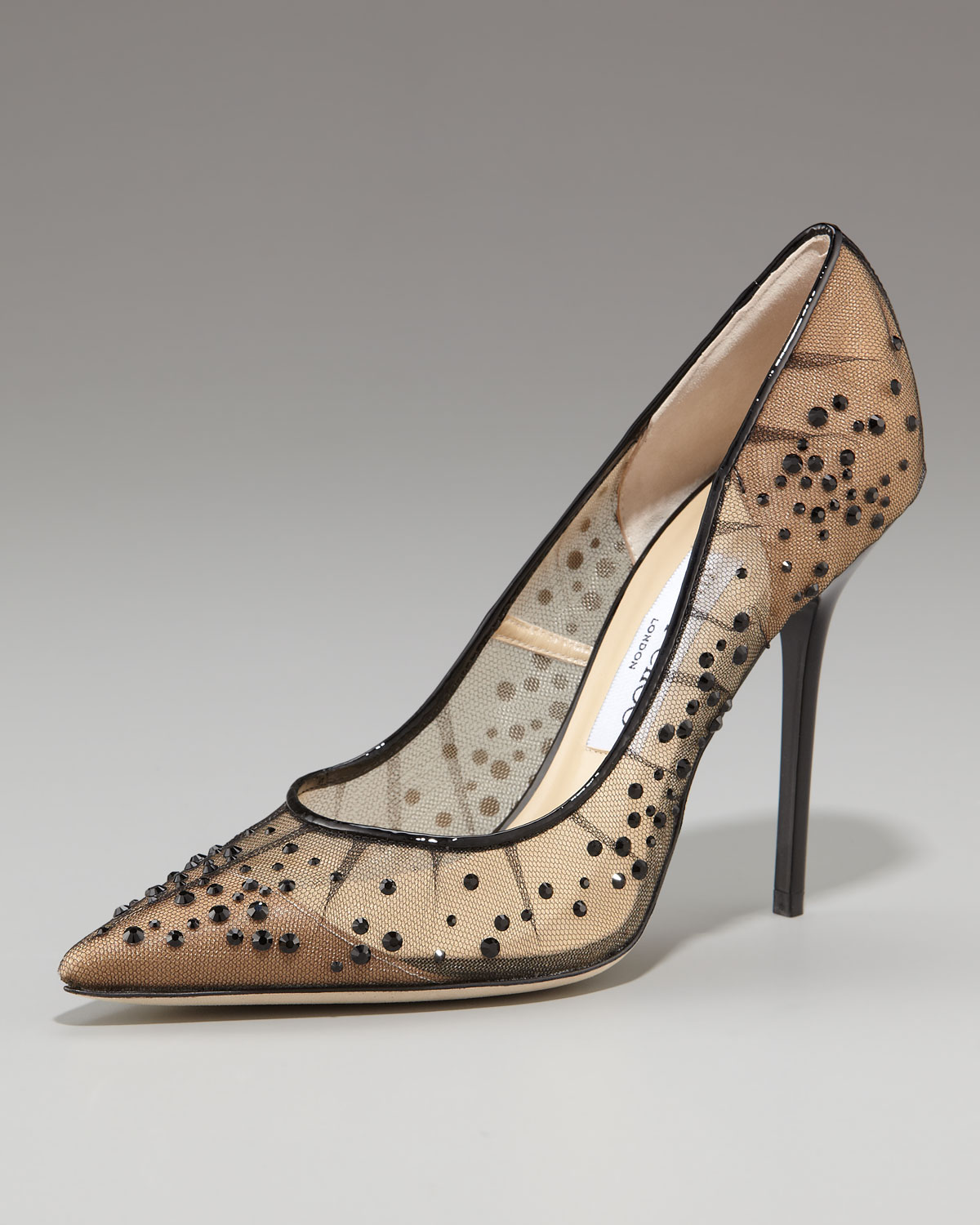 crystal mesh heels