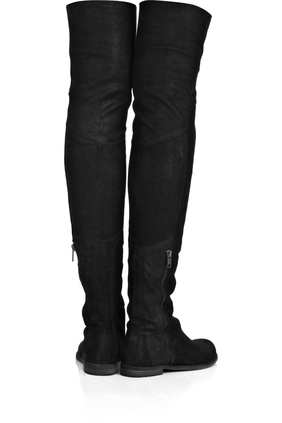 black suede flat boots