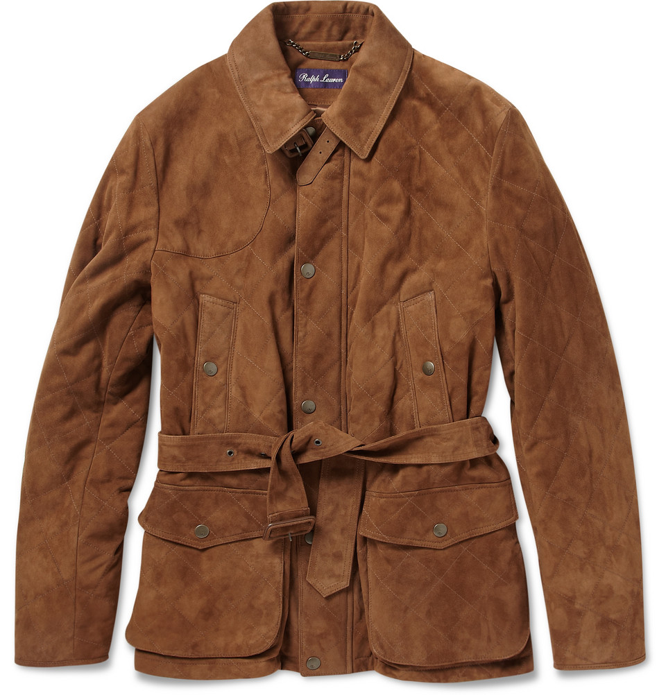 Ralph Lauren Purple Label Quilted Suede Jacket in Brown for Men - Lyst