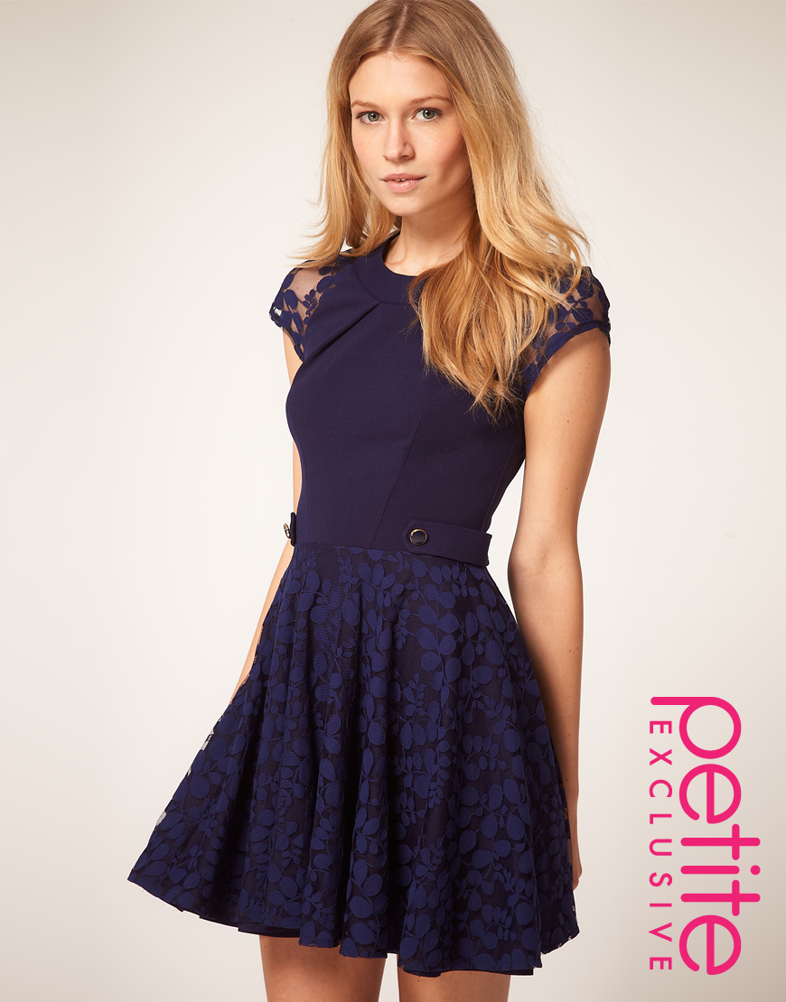 ASOS Collection Asos Petite Exclusive Skater Dress with Lace Skirt and ...