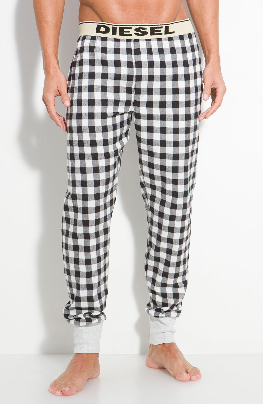Diesel Buffalo Check Lounge Pants in Black for Men Lyst