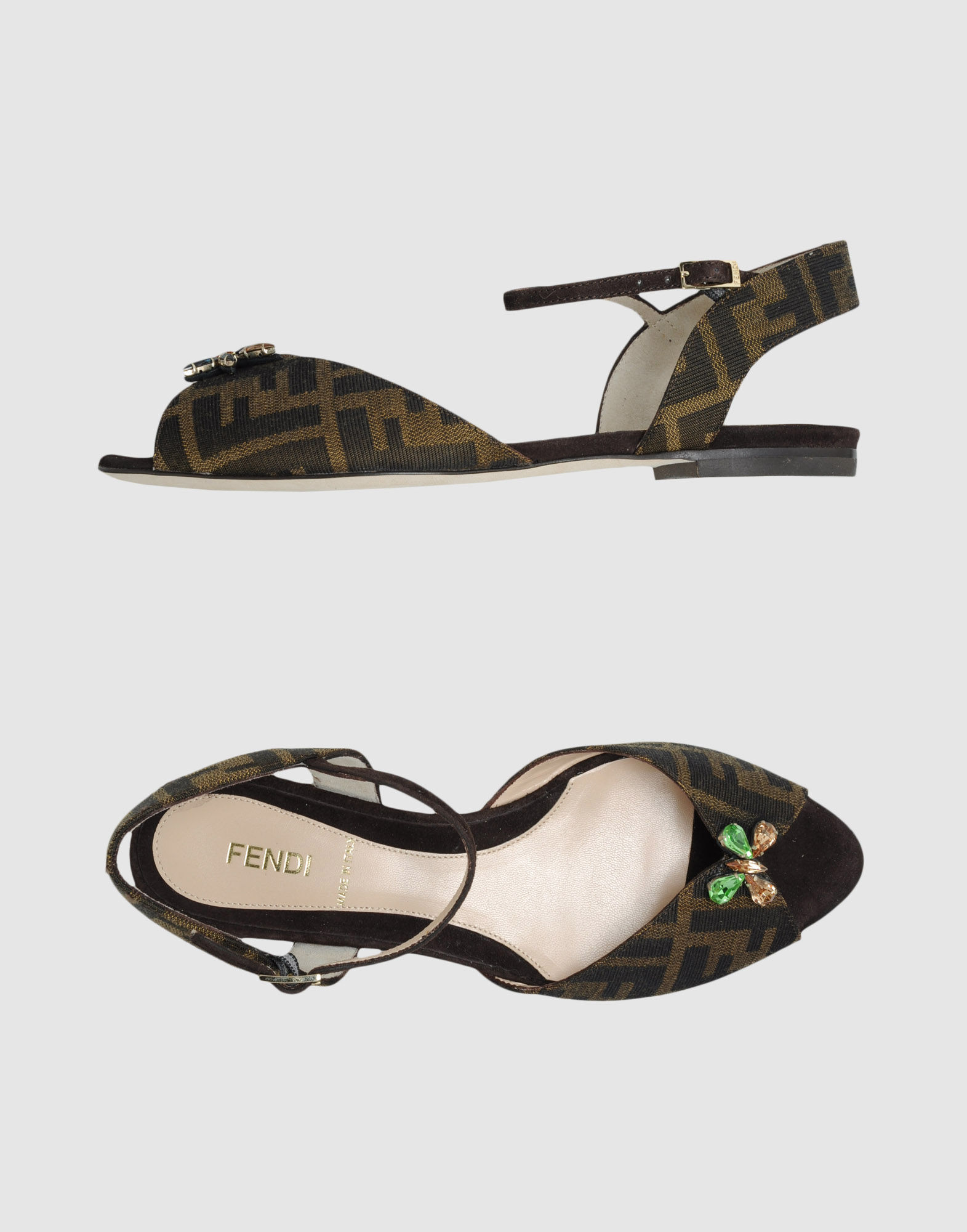 Fendi Flat Sandals in Brown | Lyst