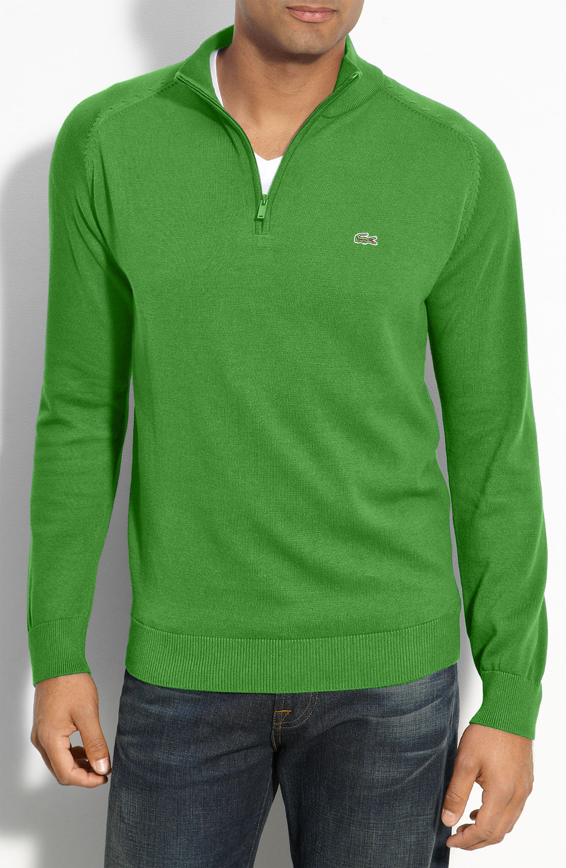 Lacoste Quarter Zip Sweater in Green for Men (chervil green) | Lyst