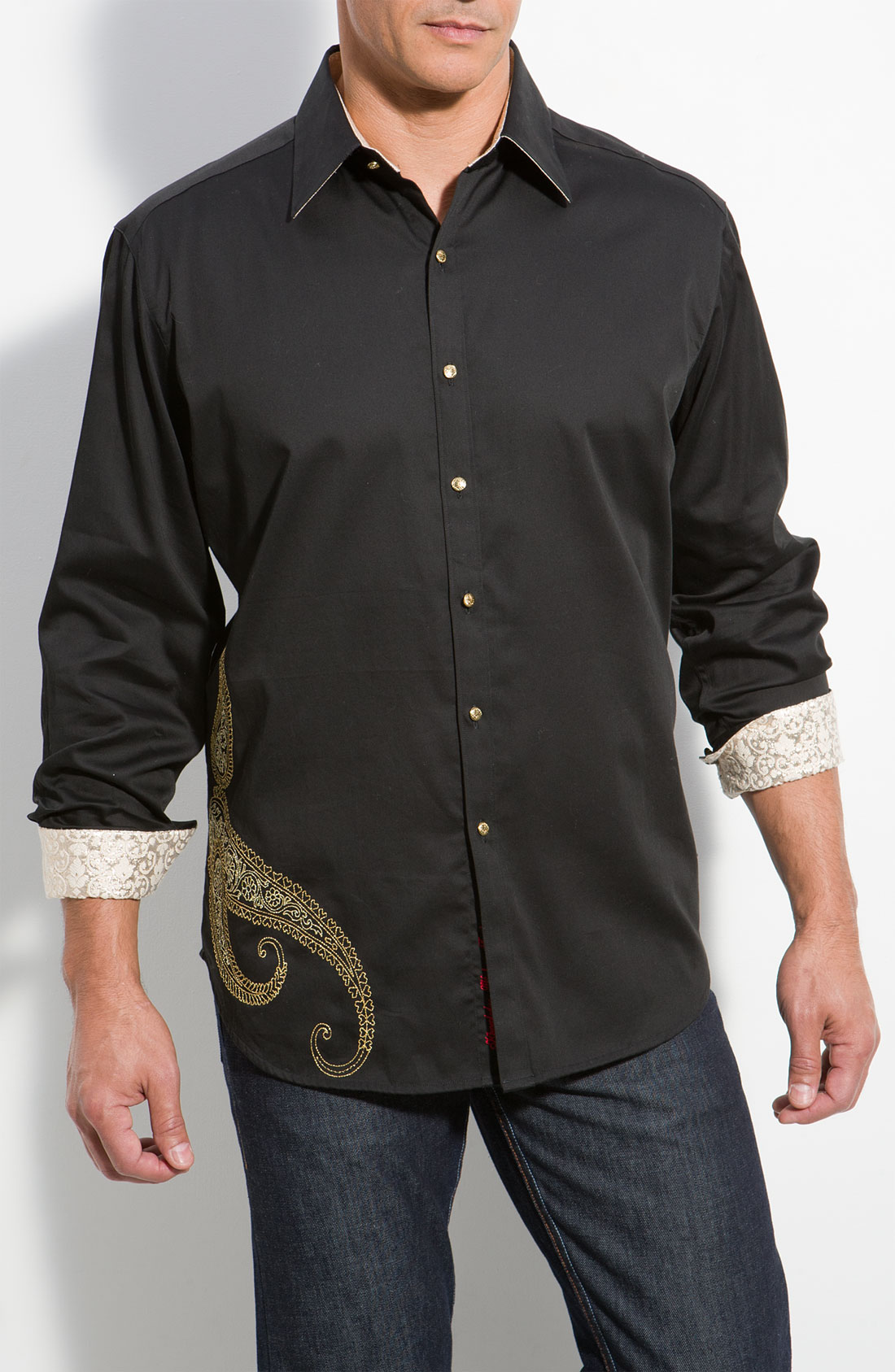 Robert Graham Gujarat Embroidered Sport Shirt in Black for Men | Lyst