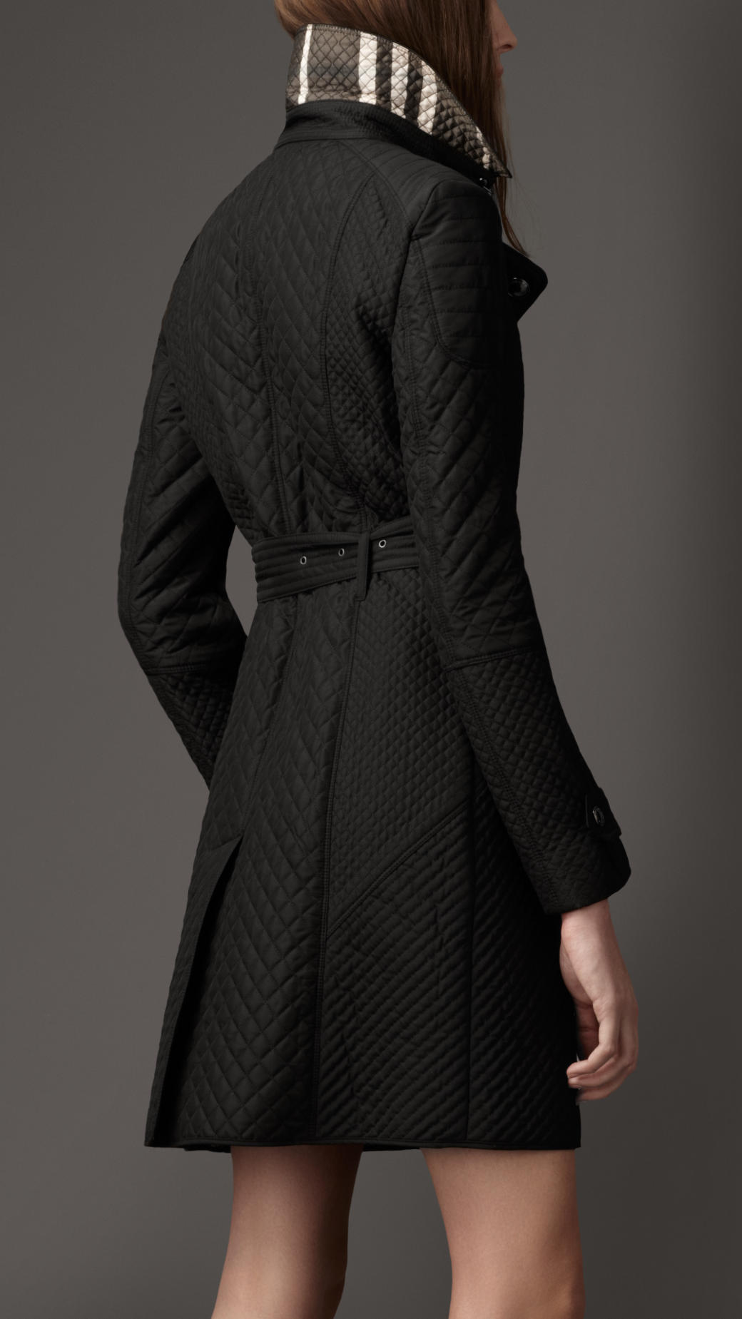 Burberry Quilted Taffeta Trench Coat in Black - Lyst