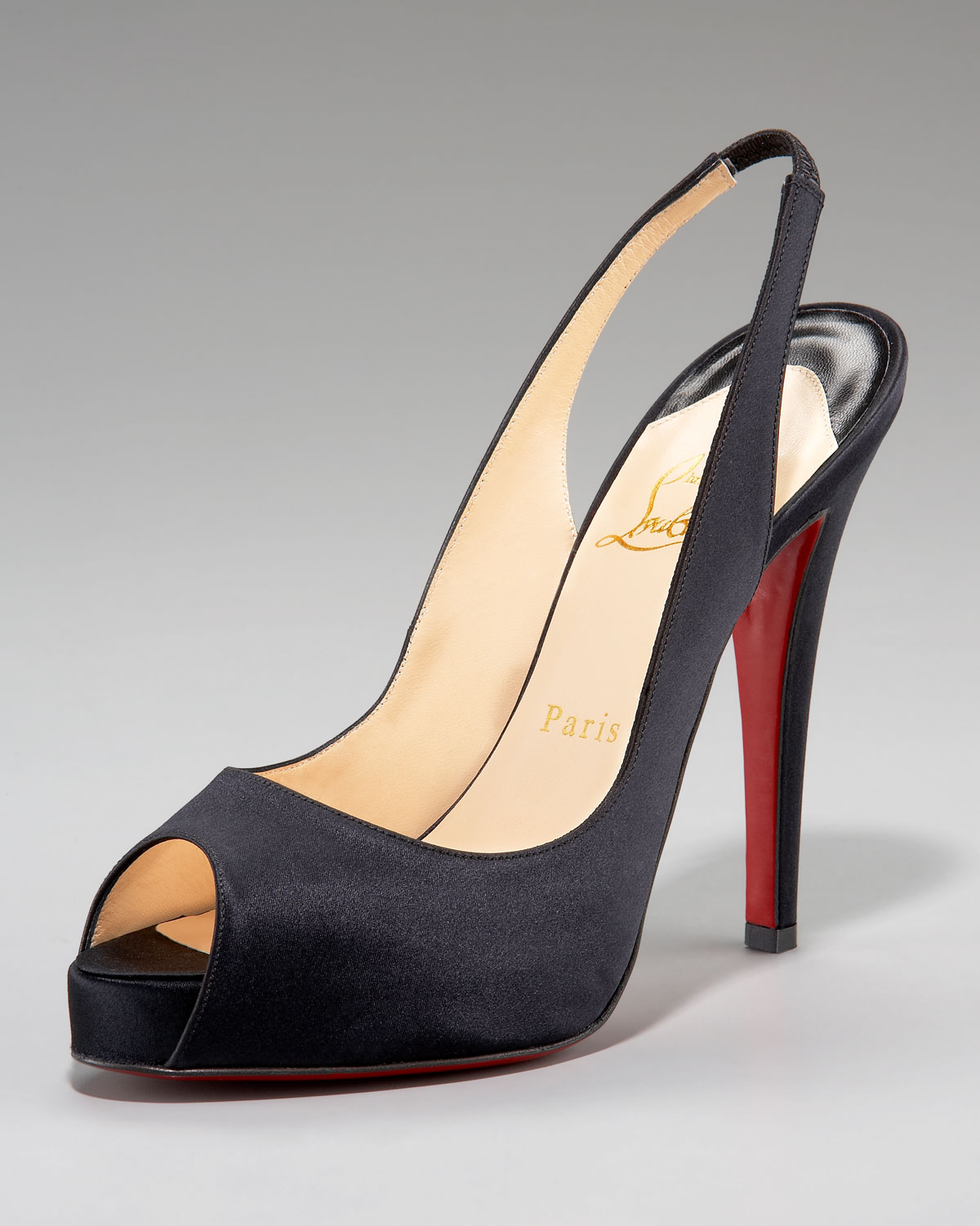 Christian louboutin No Prive Satin Slingback Pump in Black | Lyst