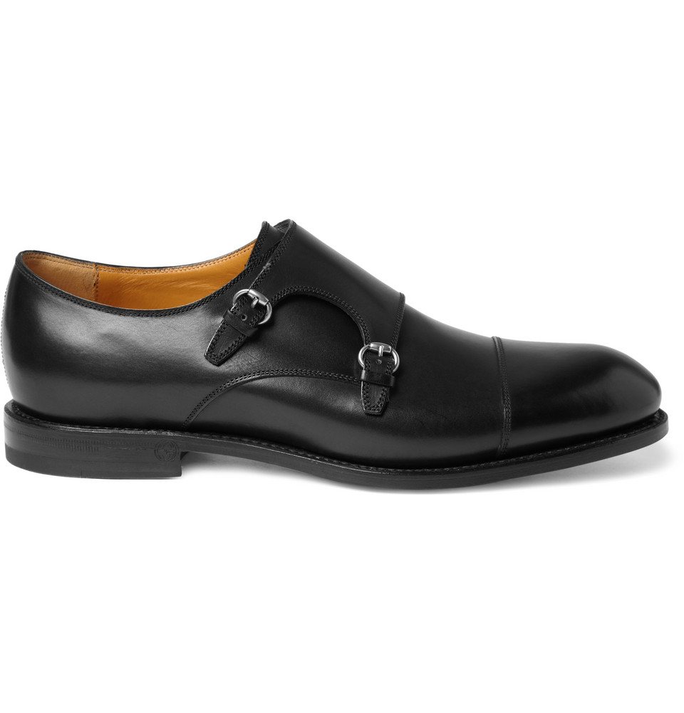 Gucci Double Monk-strap Leather Shoes in Black for Men | Lyst