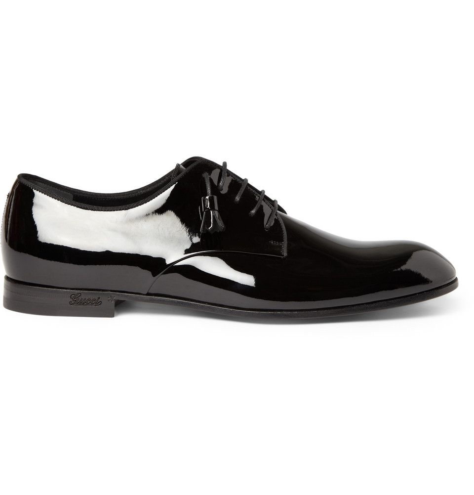 Gucci Patent Leather Derby Shoes in Black for Men - Lyst