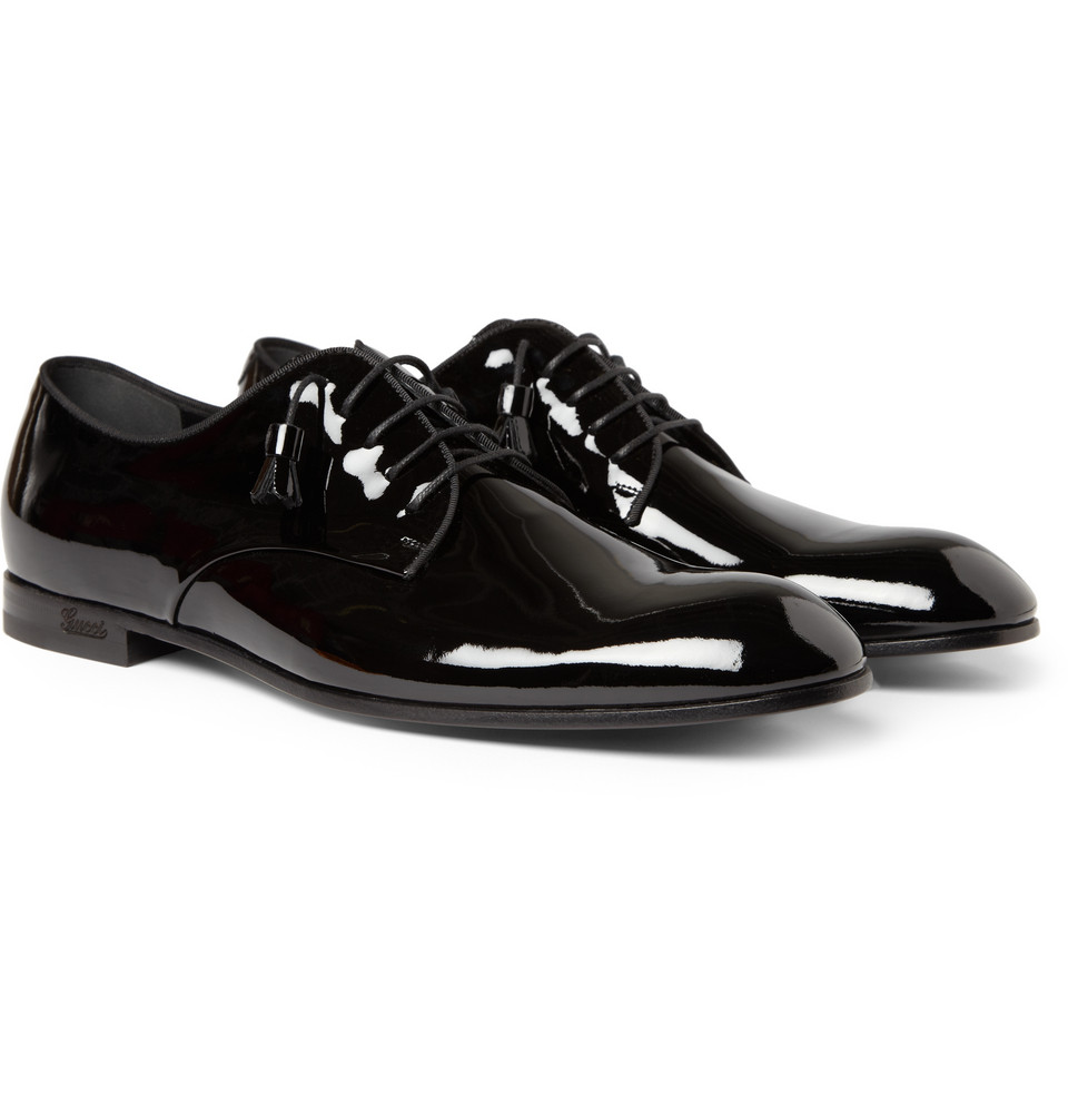 Gucci Patent Leather Derby Shoes in Black for Men Lyst