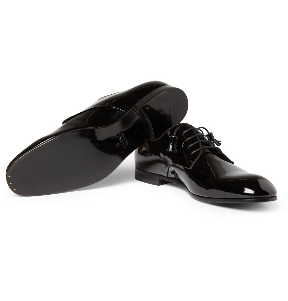 Gucci Patent Leather Derby Shoes in Black for Men - Lyst