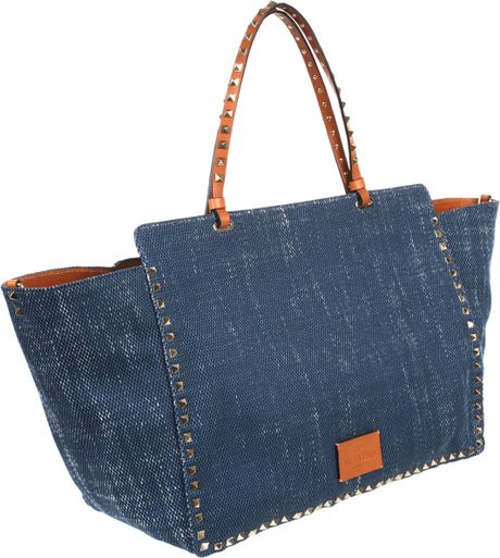 Valentino Denim Rockstud Bag in Blue (denim) | Lyst
