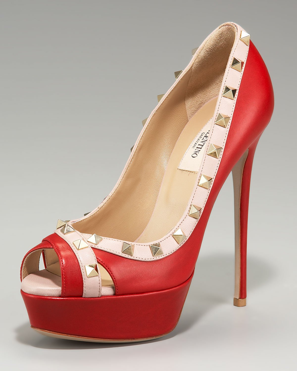 Valentino Rockstud Platform Pump in Red (red poudre) | Lyst