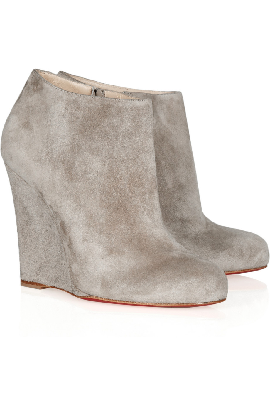 Christian Louboutin Belle Zeppa 100 Suede Ankle Boots in Gray | Lyst