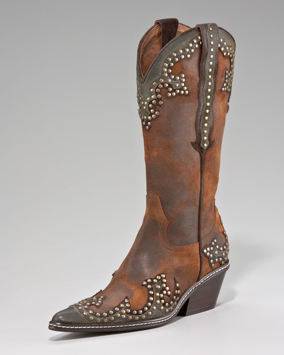 Donald j pliner Studded Western Boot in Brown  Lyst
