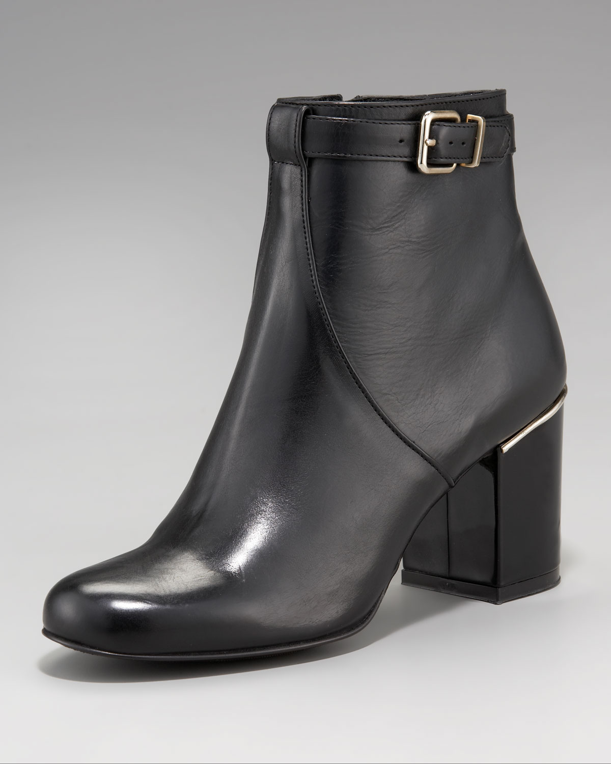 patent buckle ankle boots