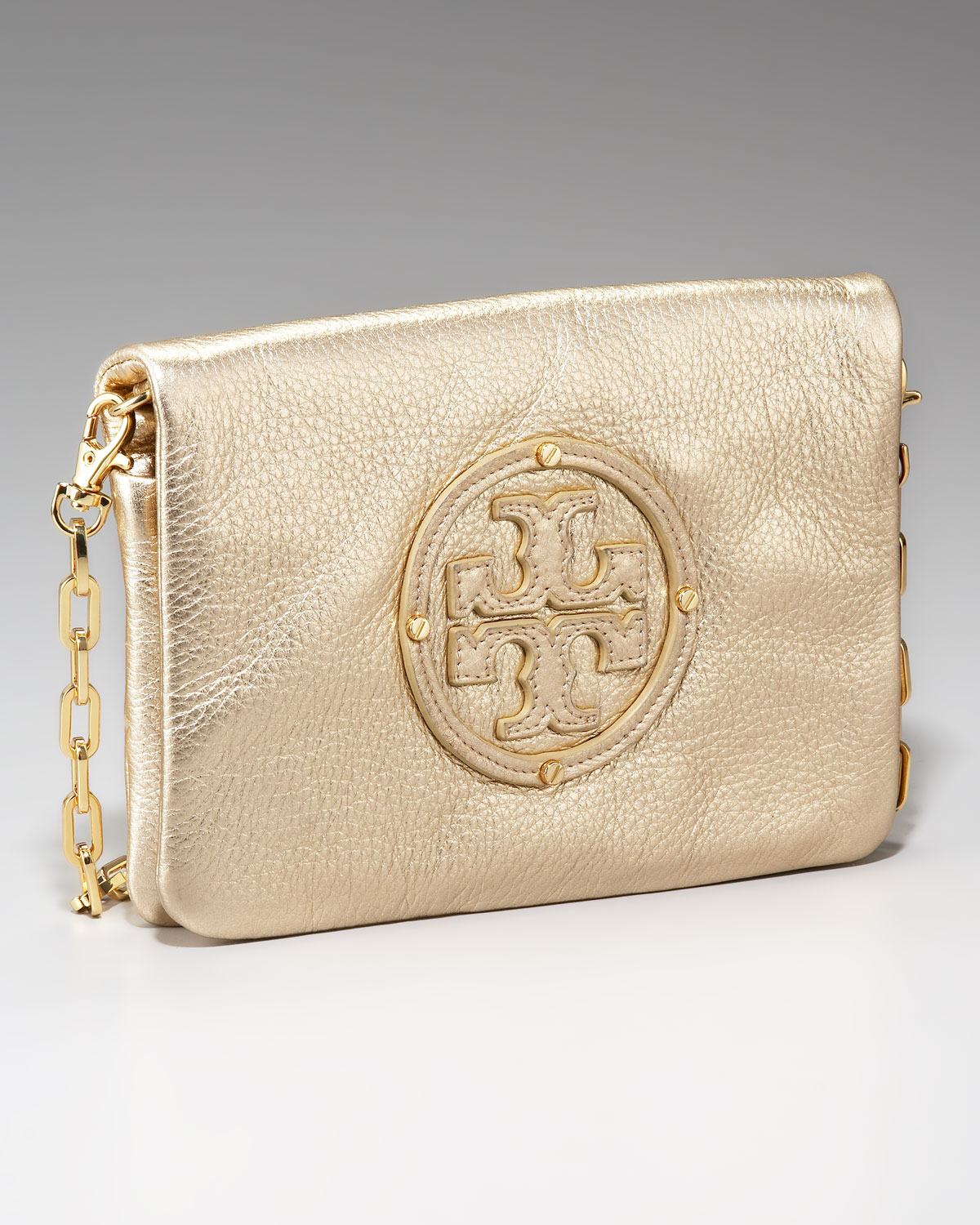tory burch gold clutch bag