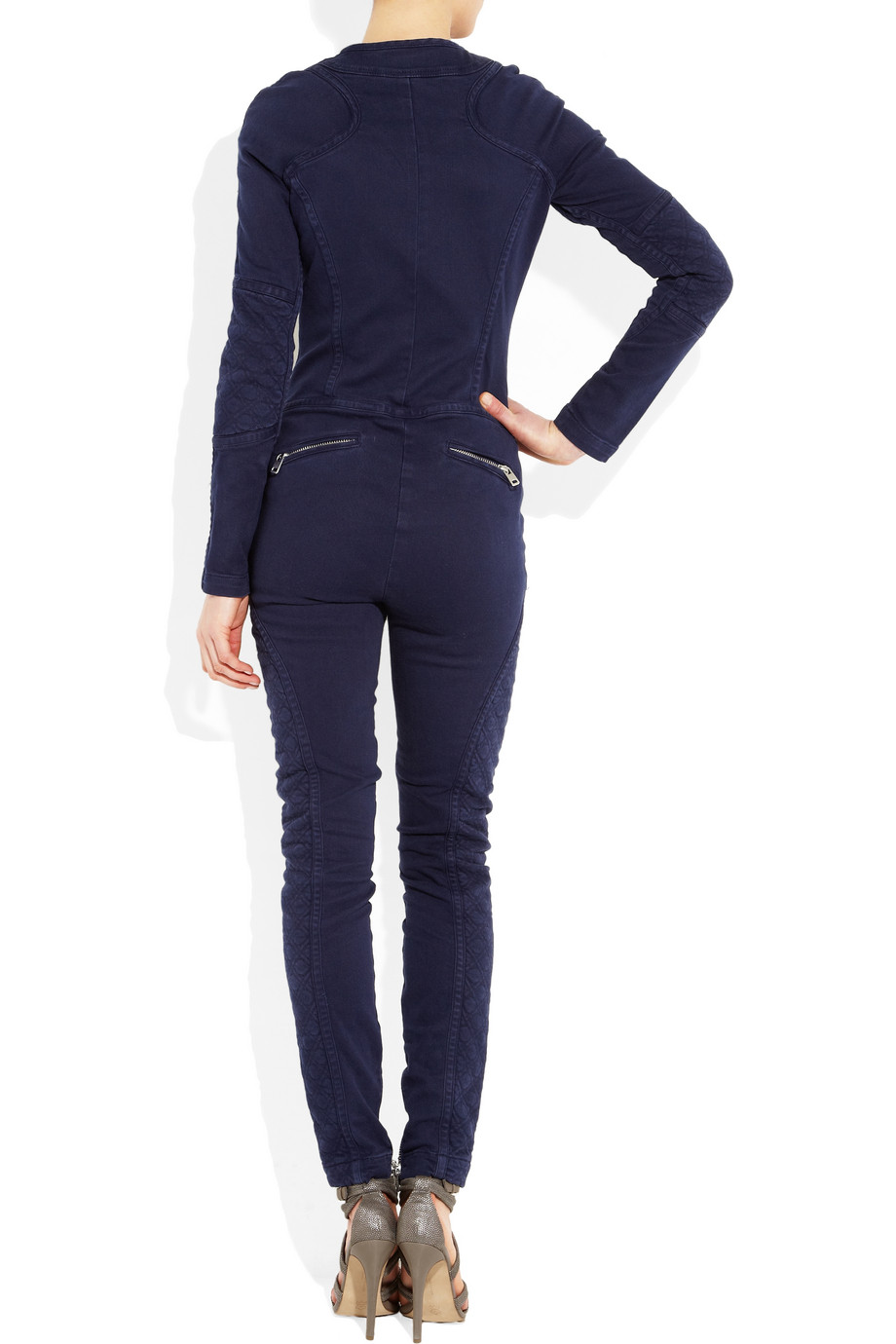 stretch denim jumpsuit