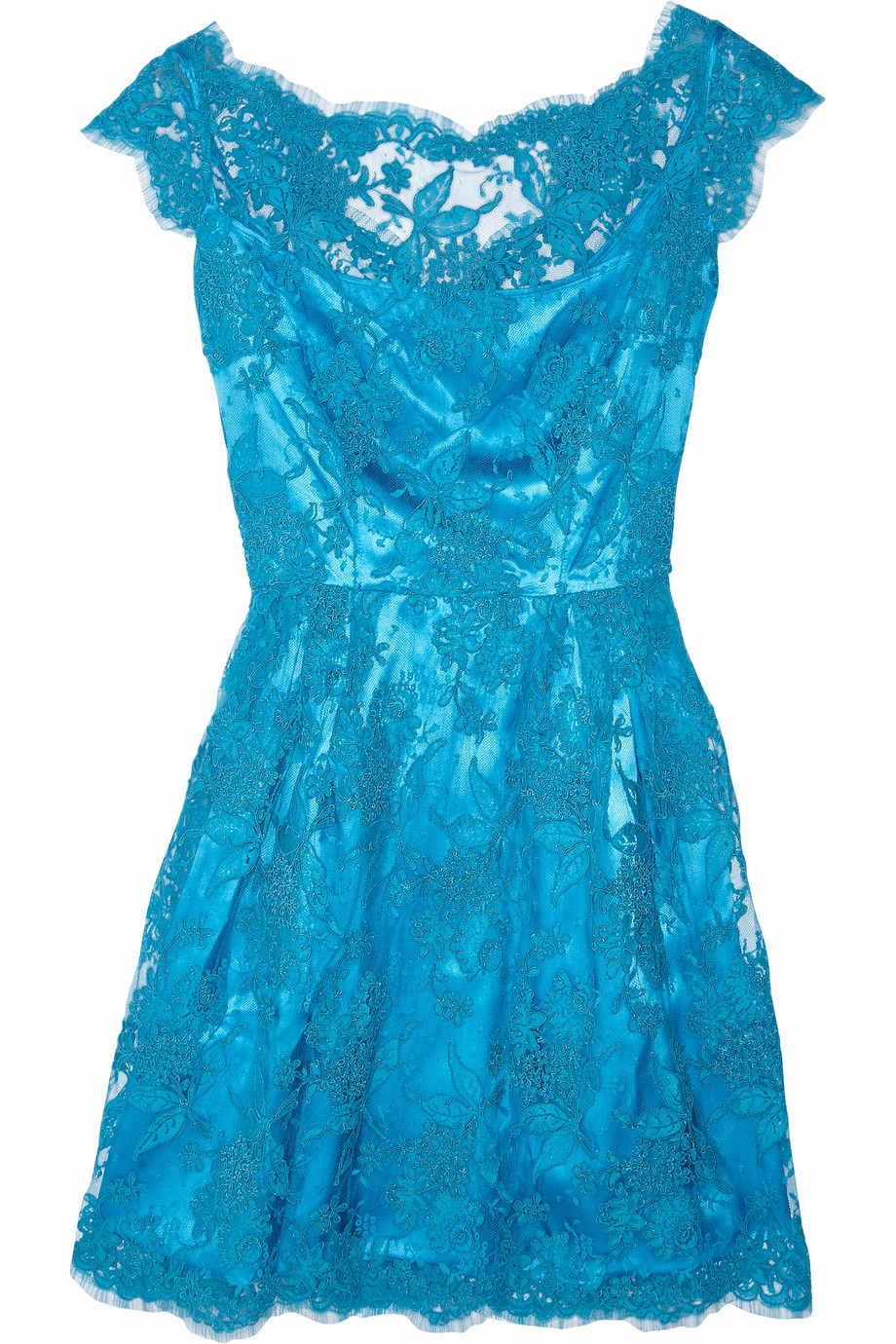 Issa Silksatin and Lace Dress in Blue Lyst