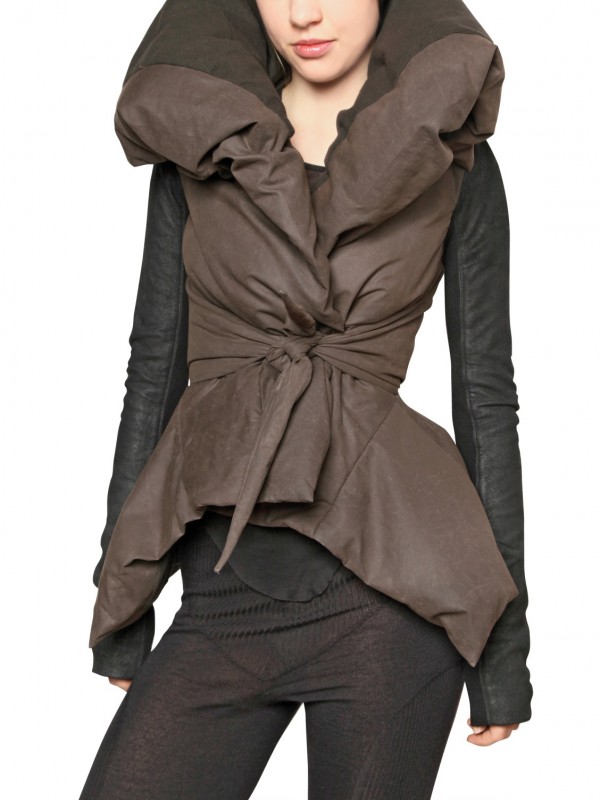 Lyst - Rick Owens Waxed Cotton Down Jacket in Brown