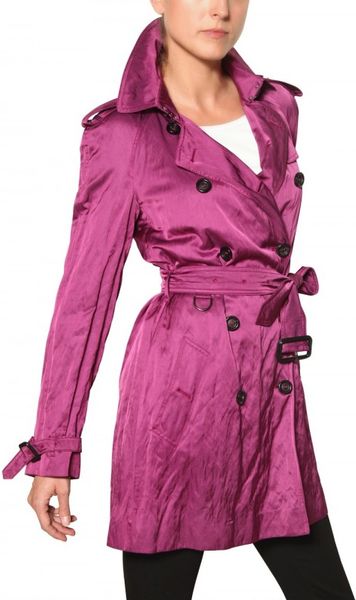 Burberry Wilmont Washed Viscose Satin Trench Coat in Purple (magenta ...