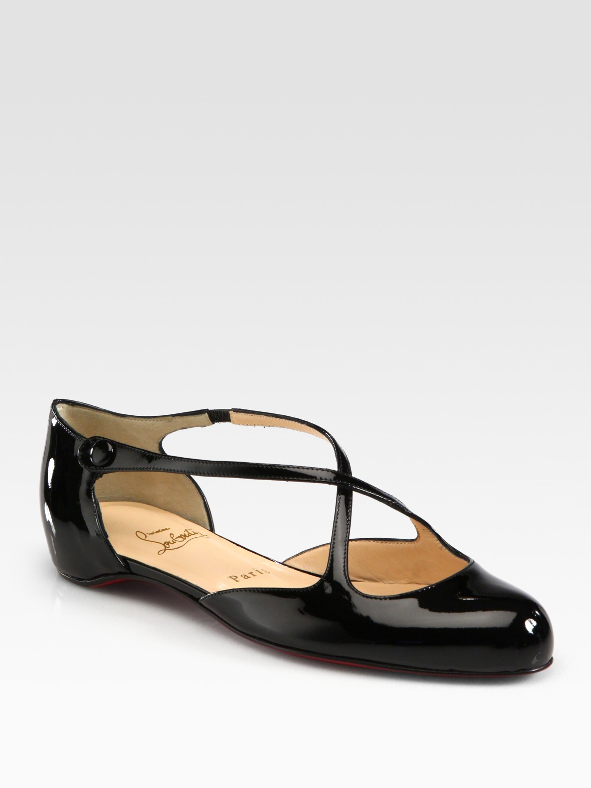 Christian Louboutin Pneumatica Patent Leather Mary Flats in Black | Lyst
